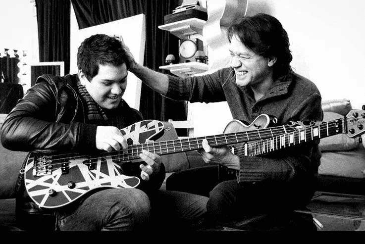 Wolfgang Van Halen with his Father